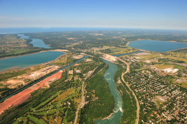 Niagara River hydro power overview, Ontario, Canada