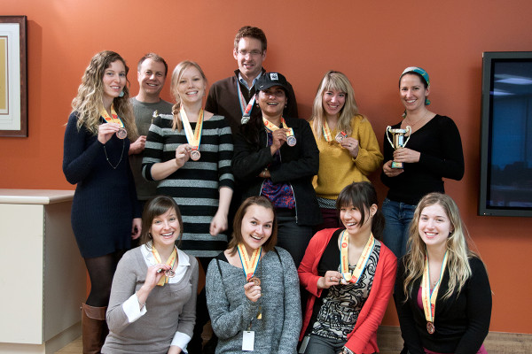 Members of Team WWF showing off their medals © James Carpenter /  WWF-Canada