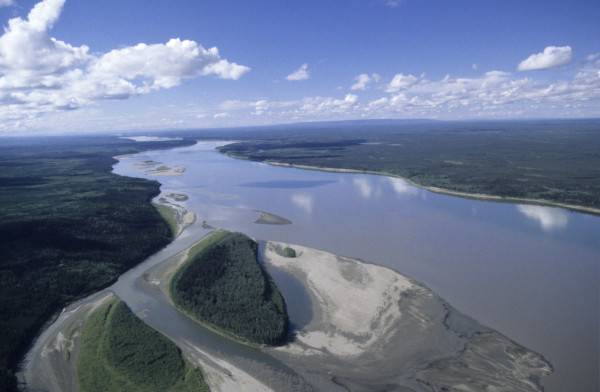 Aerial of the Mackenzie River, Northwest Territories, Canada