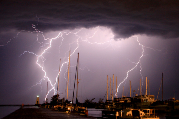 Storm over Port Dalhousie marina, Ontario, Canada