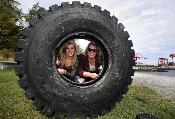 Tractor tire found by volunteers at Point Pleasant Park in Halifax. 