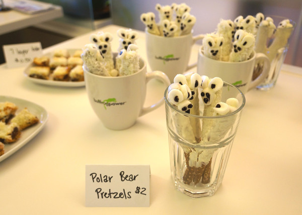 Polar Bear pretzels for the bake sale © Bullfrog Power