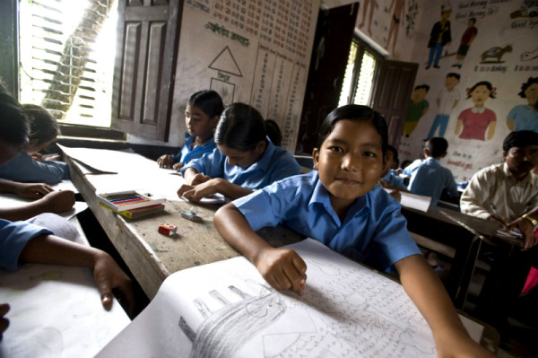 A young Eco Club member in a village school on the outskirts of Chitwan National Park, Nepal. © Simon de TREY-WHITE / WWF-UK