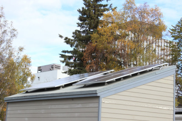 Solar electricity panels in Yellowknife