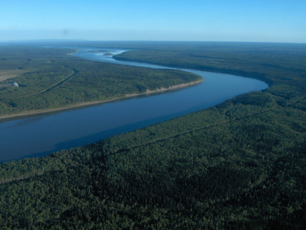 Aerial view of the Mackenzie River, Northwest Territories, Canada. © Monte HUMMEL / WWF-Canada
