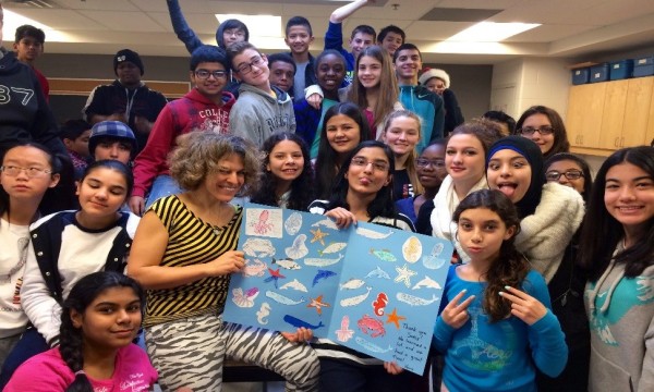 Sonia Vani with Avalon Public School students for Ottawa Wave Makers 2015