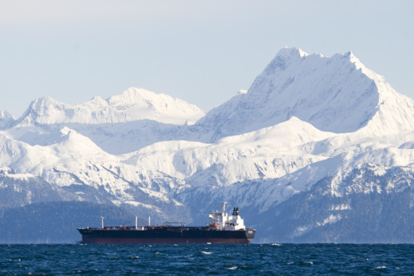An oil tanker, Prince William Sound, Alaska, United States.