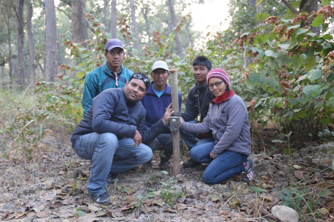 Sabita with one of her field teams after deploying camera traps in Bardia National Park, 2016. © WWF-Nepal / Samundra Subba