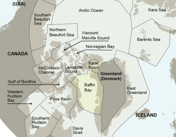 Polar bear subpopulations range map © WWF-Canada