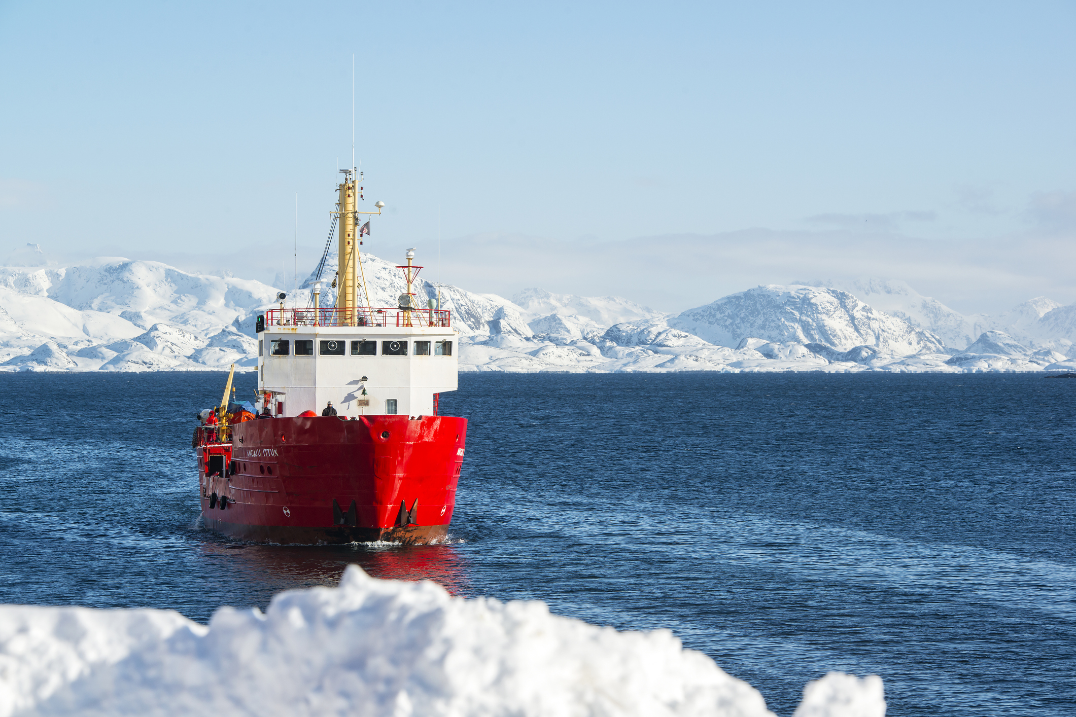 Freight vessel in the arctic sea, Western Greenland