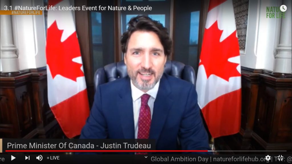 Prime Minister Justin Trudeau speaking at WWF Leader's Pledge for Nature event