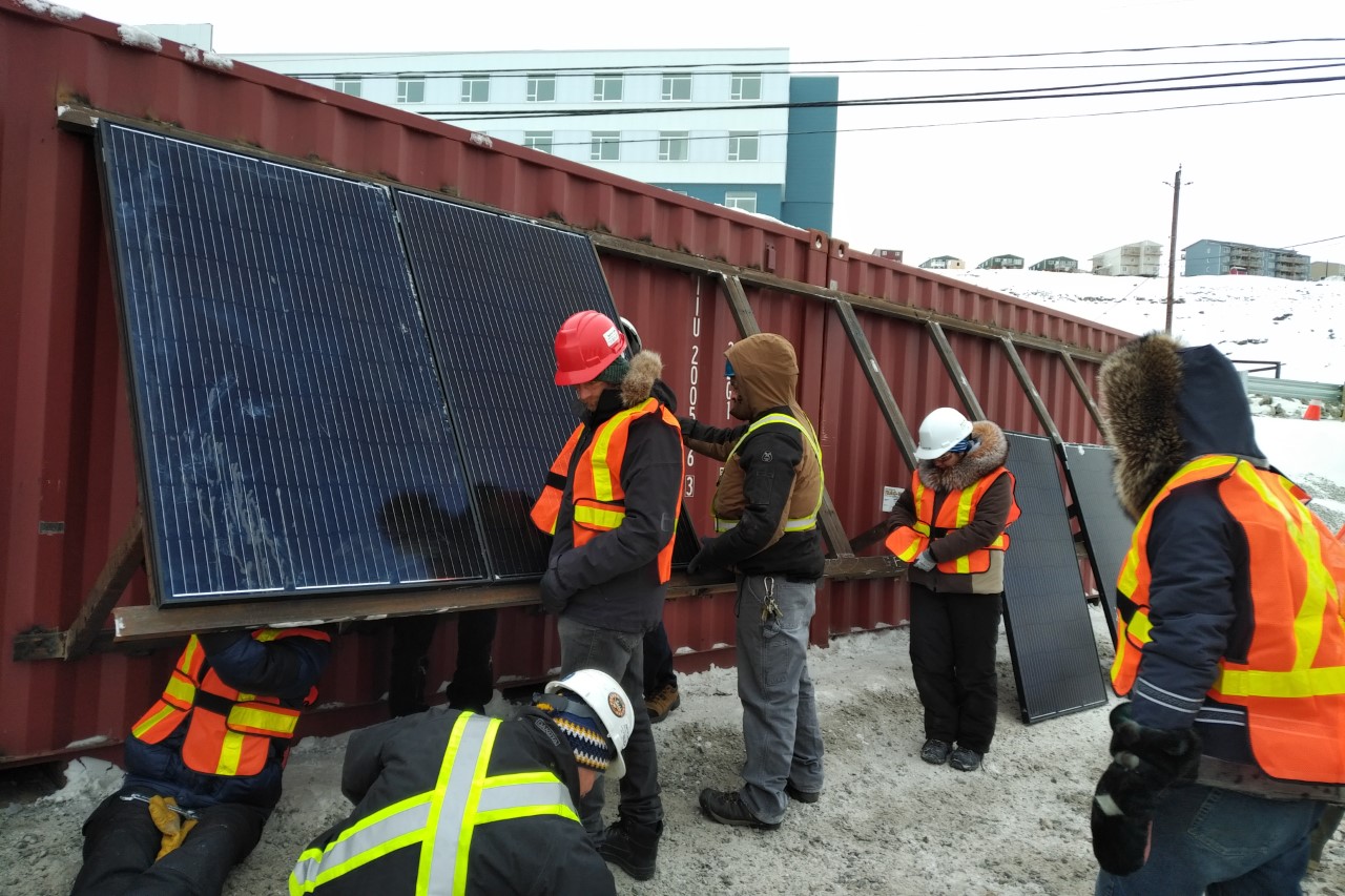 Solar installation training in Iqaluit, NU offered by the Arctic Renewable Society. 