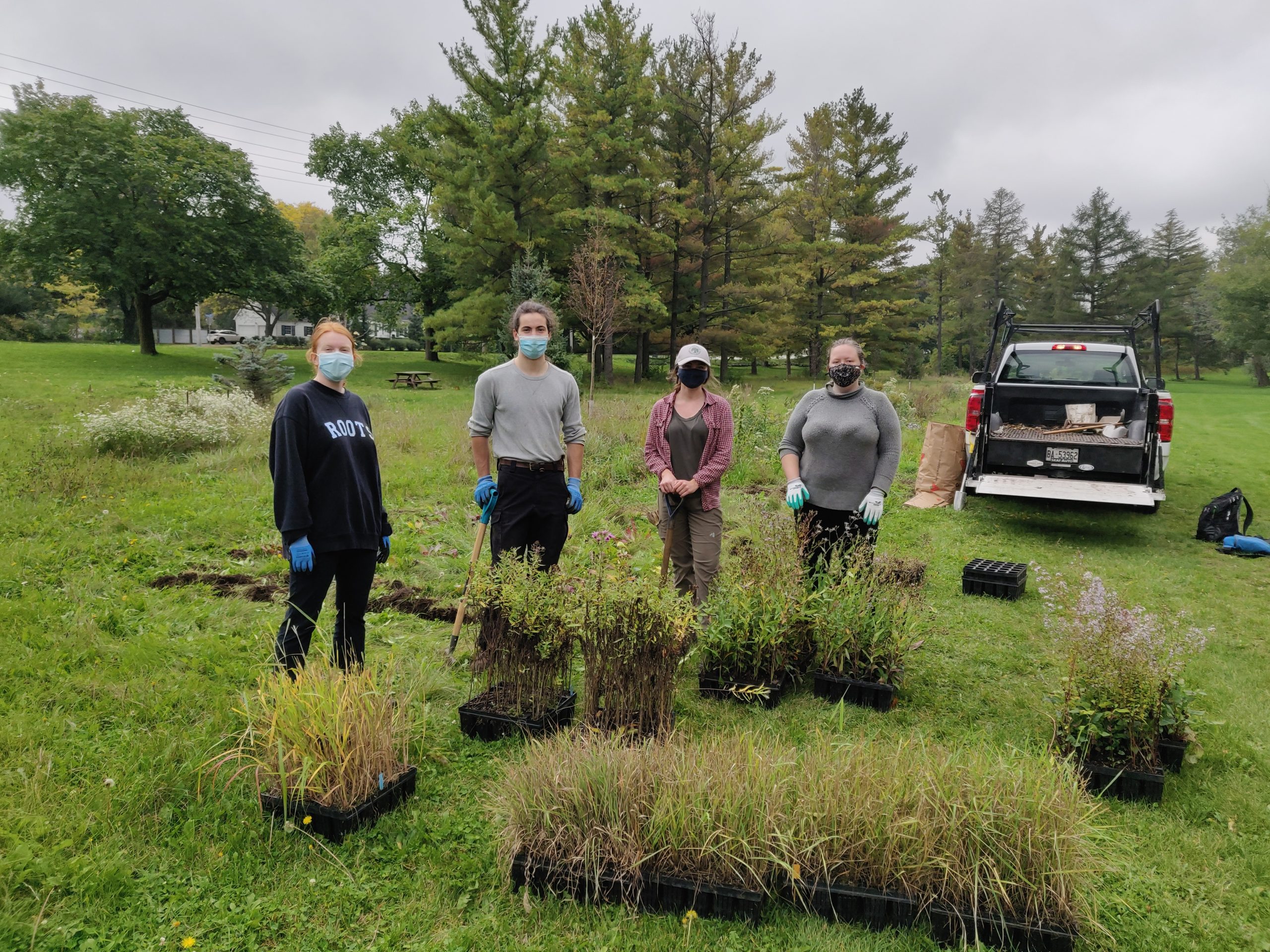 University of Guelph, Sustainability Team staff and horticulture students are ready to plant their pollinator-focused seed orchard. 