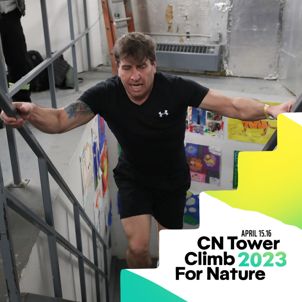 Jason Barlow running up the CN Tower steps during a past CN Tower Climb event