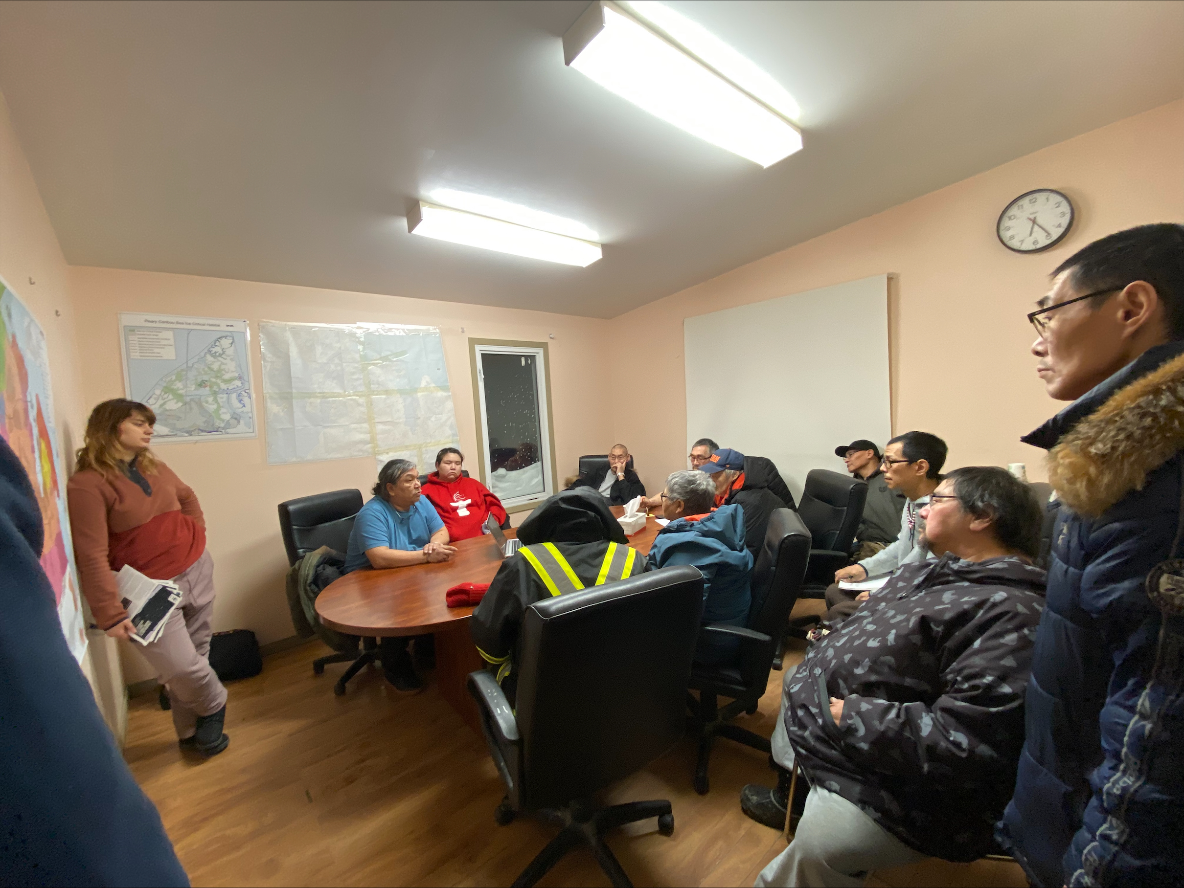 Group of people in a meeting room in the Nunavut community of Gjoa Haven