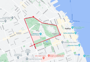 Picture of a running route in the shape of a moth in Halifax