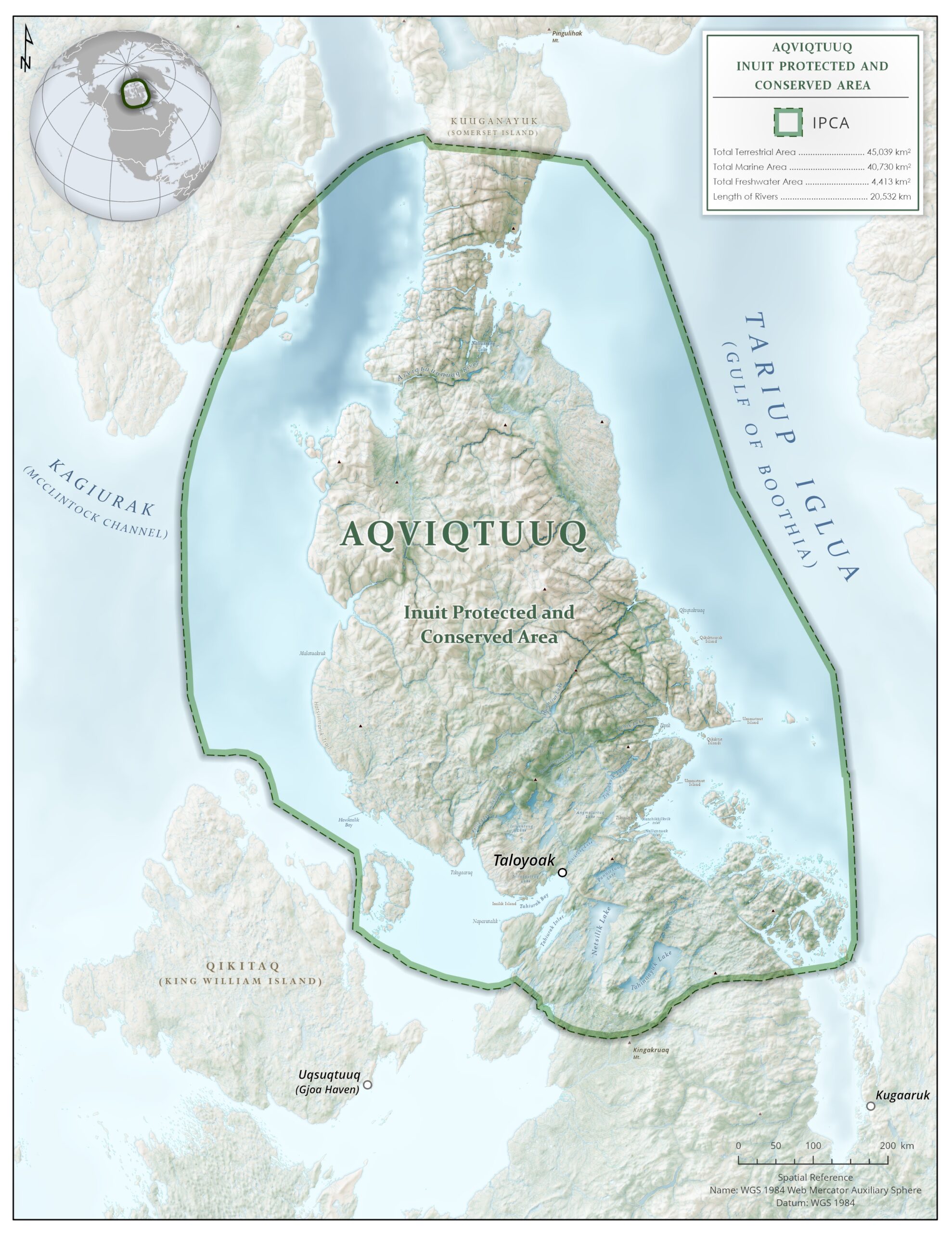 Map of a proposed Inuit protected area called Aqviqtuuq in the Boothia Peninsula