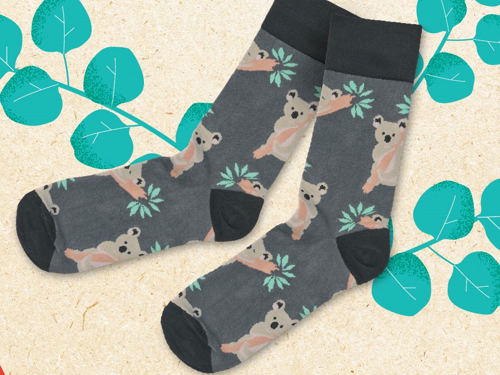 Pair of socks with a koala pattern