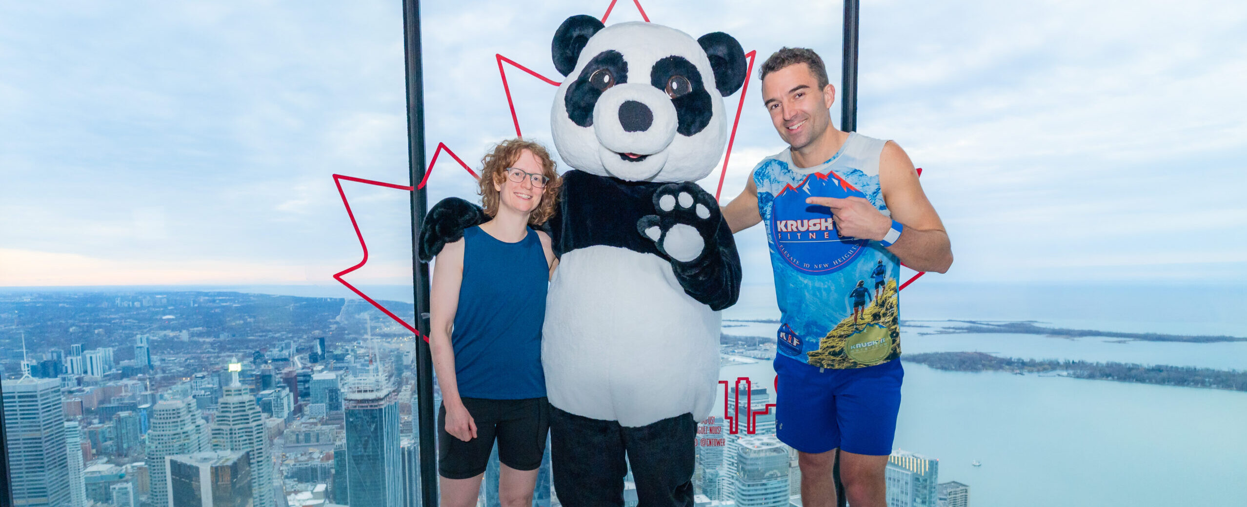 Lisa Nagy and Tyler Kruschenske, the 2025 CN Tower Climb for Nature fastest climbers.