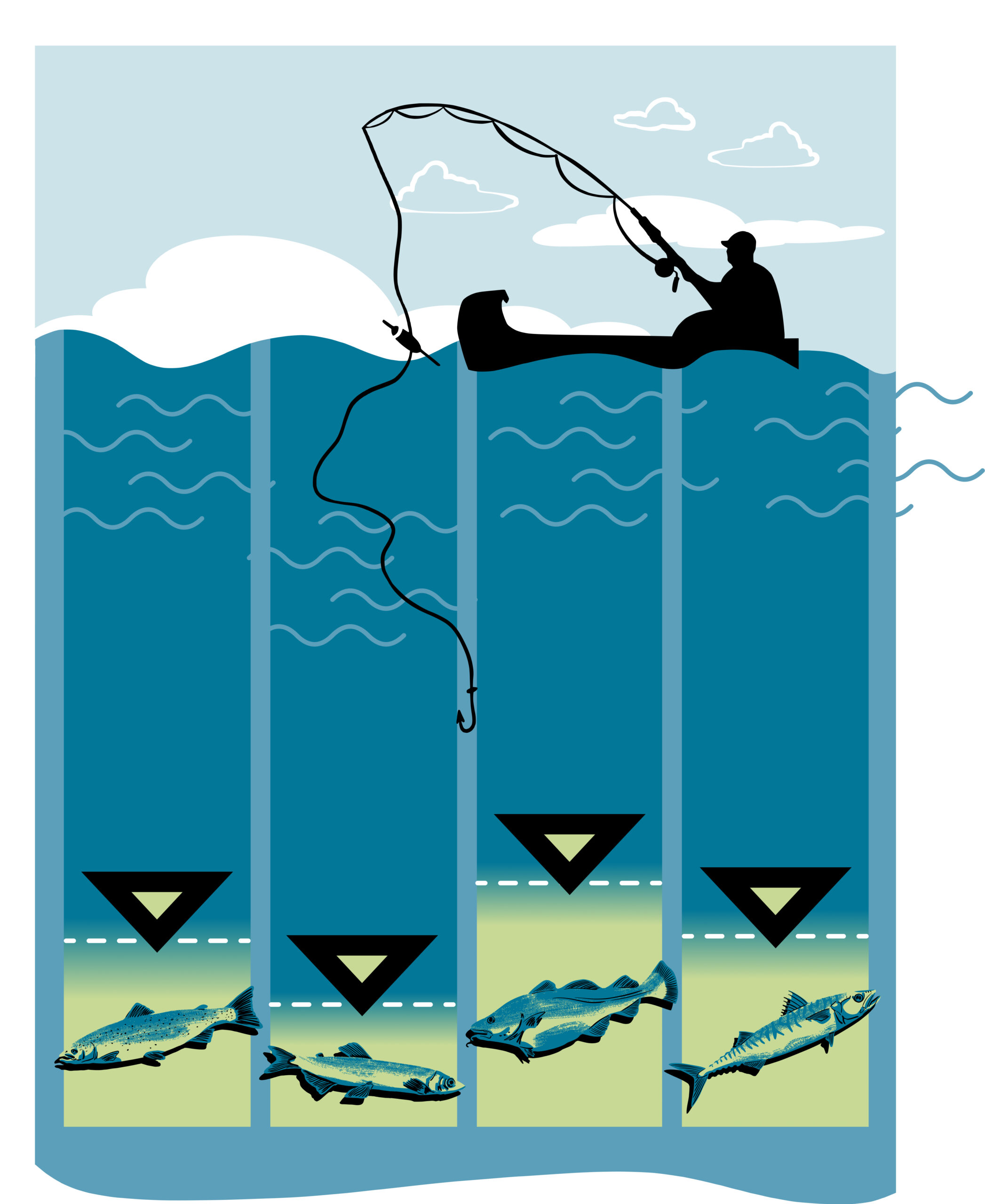 Illustration depicting fishing