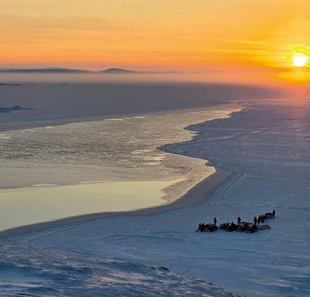 Arctic sea-ice floe edge at sunset