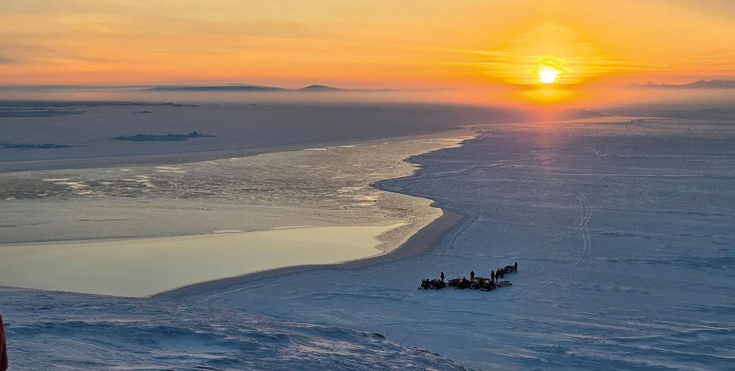 Arctic sea-ice floe edge at sunset